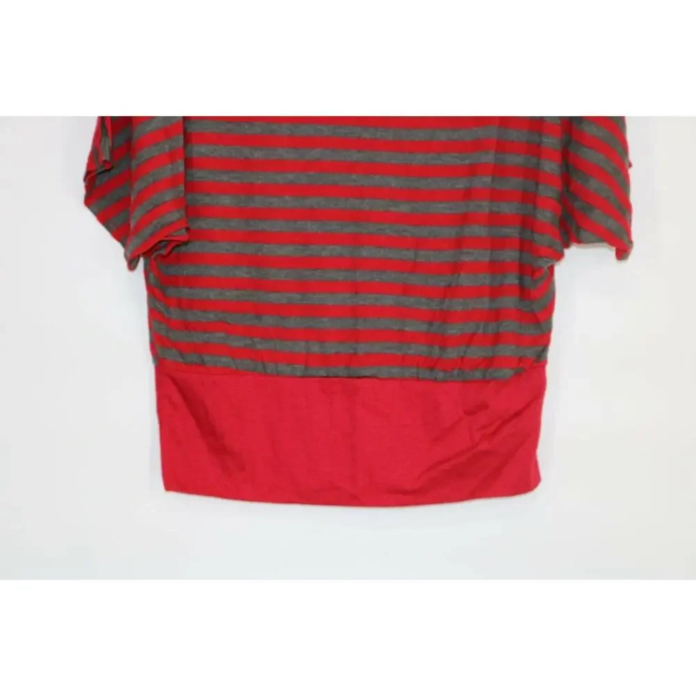 Mi Manchi Girl’s Red Gray Striped Dolman Sleeve Blouse Kid’s Youth